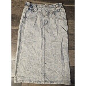 Jordache Vintage 1980s Acid WashLong Jean Denim Skirt Size 14